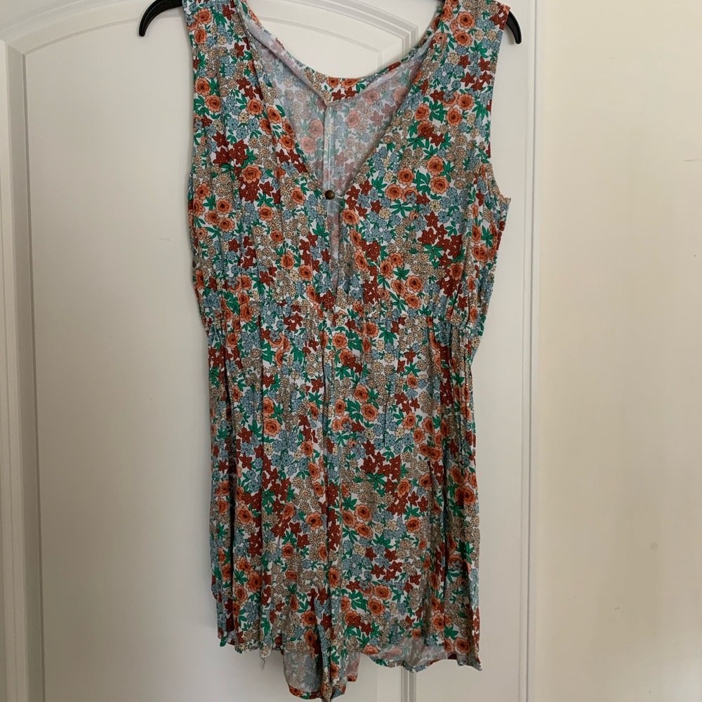 flower print romper with tie in front